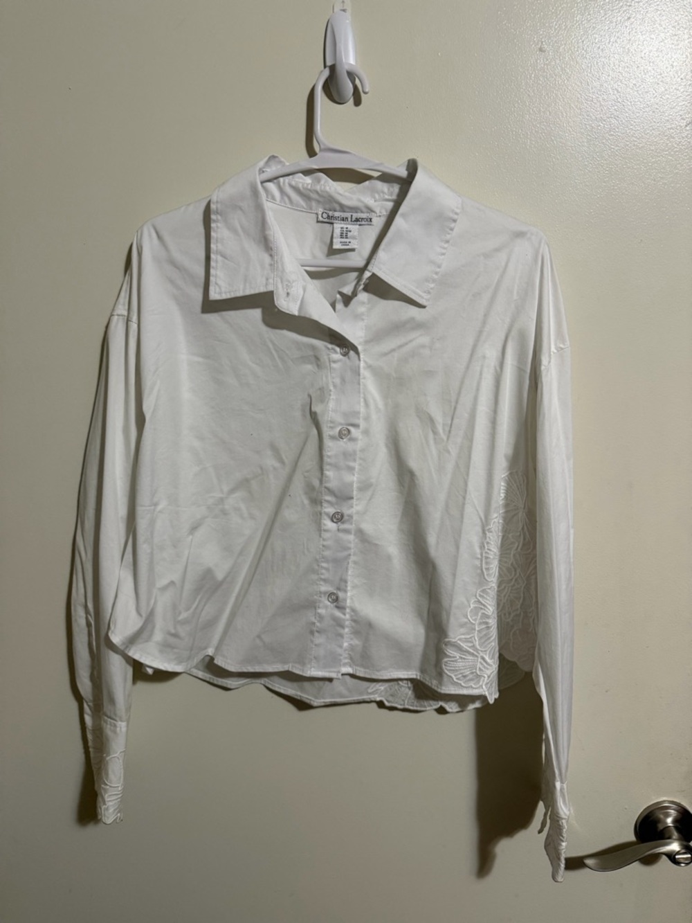Christian Lacroix White Collared Shirt with Brand Label